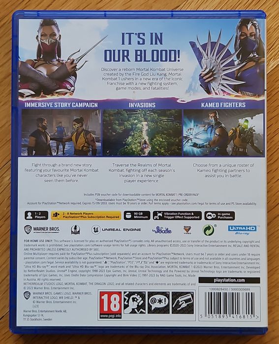 Mortal Kombat 1 PS5 Playstation 5 Плейстейшън Мортал Комбат диск игра