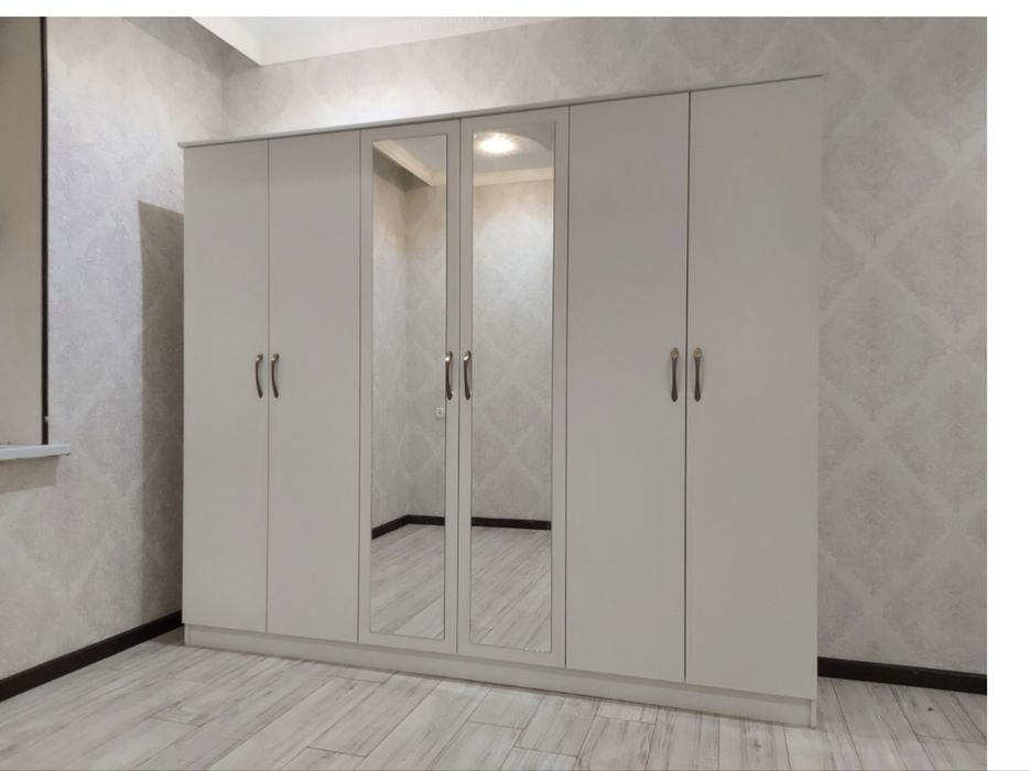 Шкаф 6 дверный Распашной шкаф Art Мебель Pro 6D, 210x205х47 см, белый