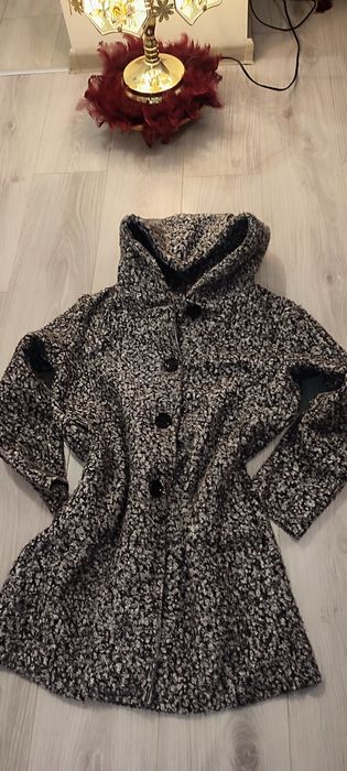 Palton Midi gri, Inchidere Cu Nasturi, one size
