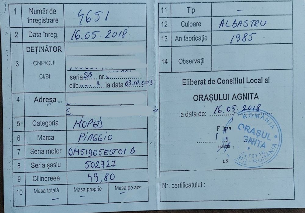 1.600 Euro - Piaggio Ape 50 Classic Pick Up - inmatriculat la primarie