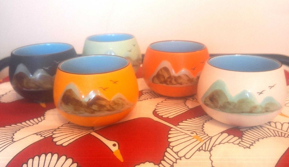 Японски комплект от 5 чаши за чай