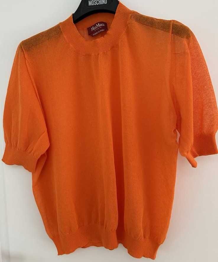 Блуза с къс ръкав MaxMara Studio Cotton organza jumper, размер L