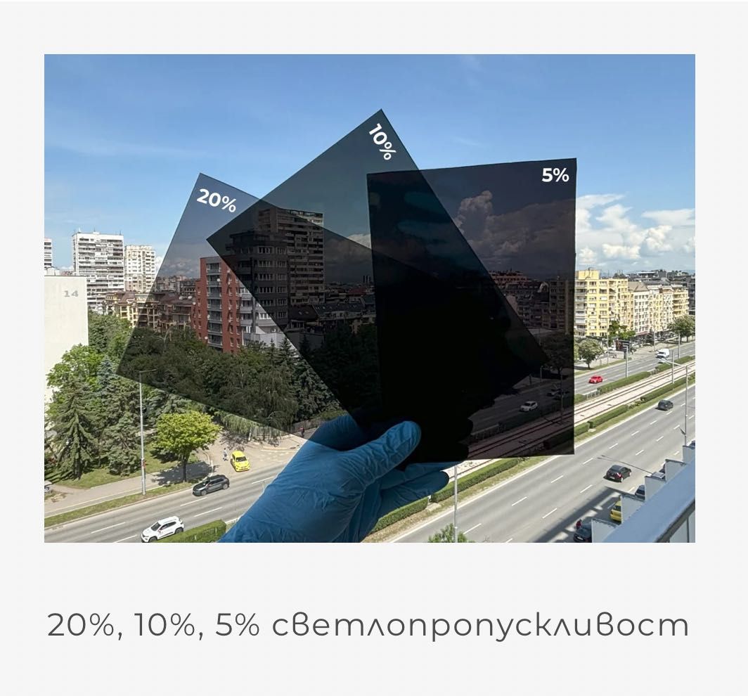 Затъмняващи плаки за авто прозорци с 20%, 10% и 5% светлопропускливост