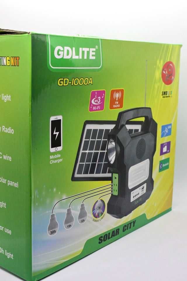 Kit solar cu 3 + 1 becuri, USB, Radio, Lampa LED, etc - 280 lei