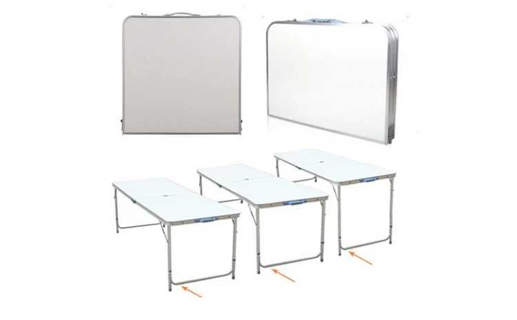 Masă Camping Pliabilă Tip Valiză 120x60x70cm Aluminiu și MDF