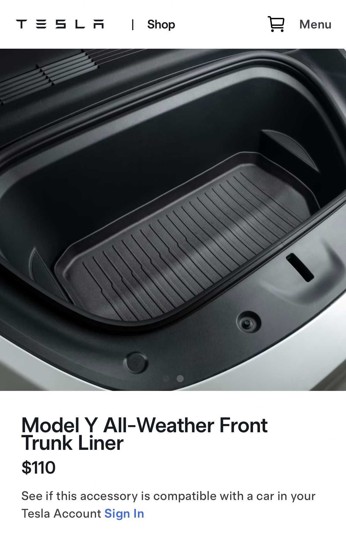 Oригинал Tesla Model Y  Коврик  багажник новый