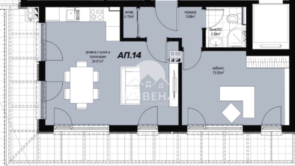 Продава се Двустаен апартамент в Варна, Аспарухово - 111 кв.м за 1113 €/кв.м - Снимка #1