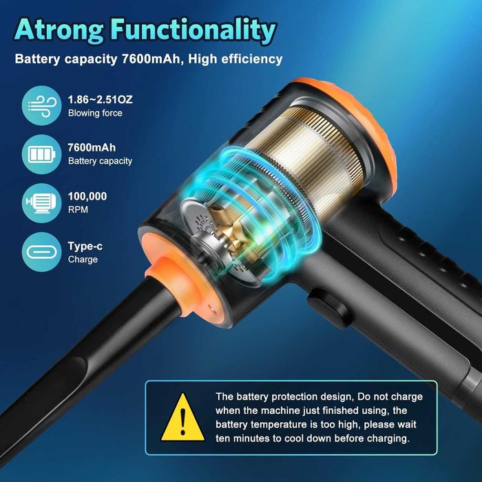 Hoofun електрически въздушен компресор 100000 об/мин 7600mAh