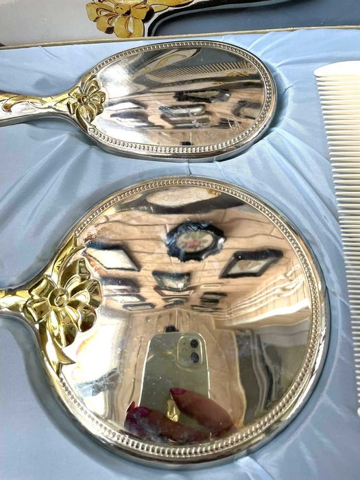 Красив посребрен комплект с позлата, закупен от Англия