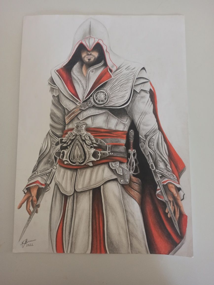 Poster handmade înrămat Assassin's Creed (Ezio Auditore) 29.7x42.0 cm