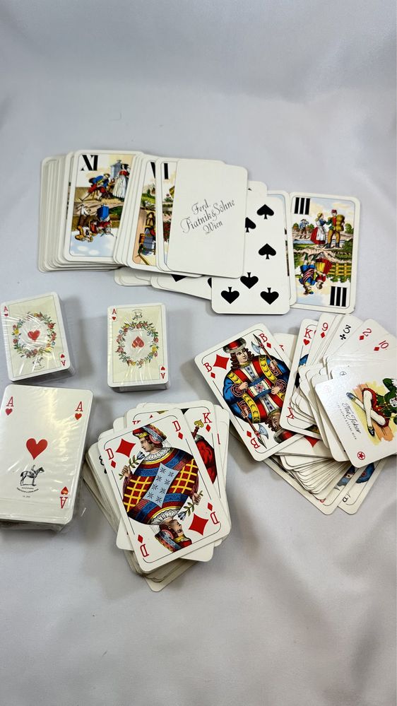 Set trusa carti joc Piatnik vechi vintage de colectie tarok bridge