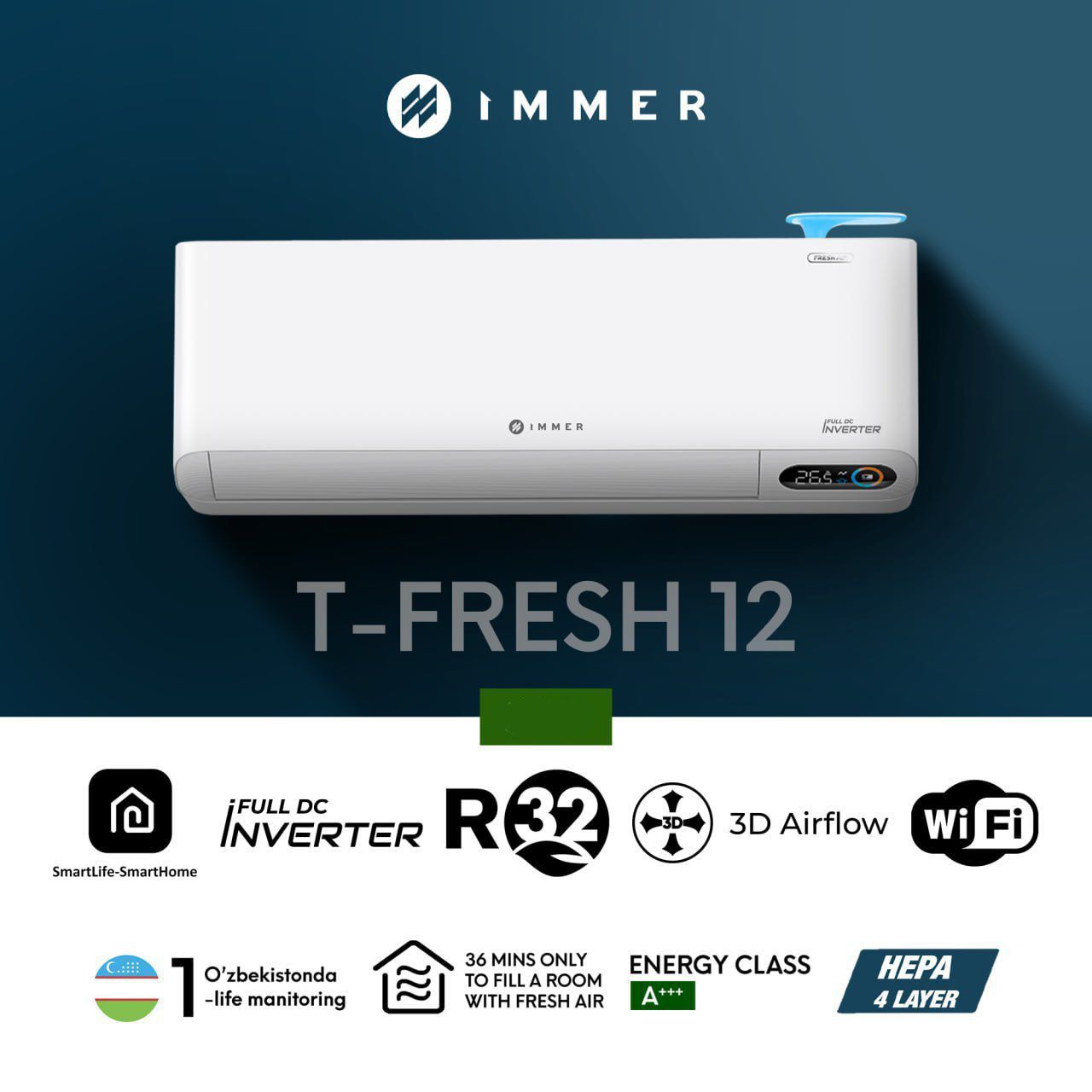 Кондиционер Immer T-Fresh/Full dc Invertor/доставка/кронштейн