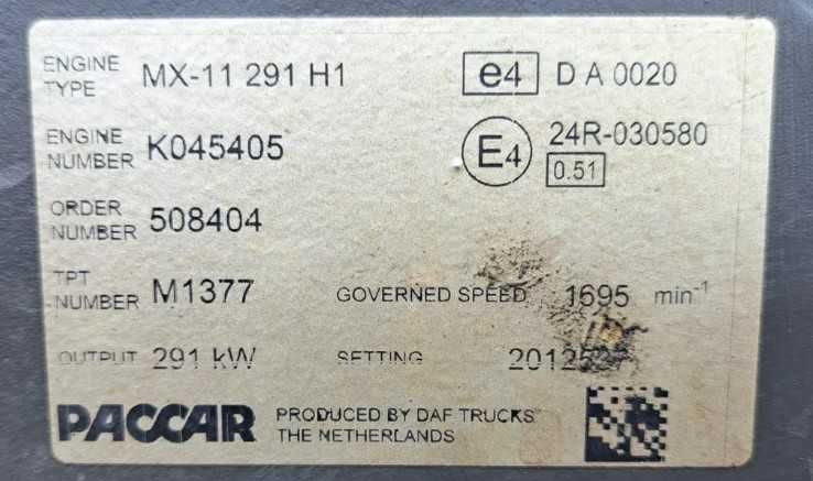 Motor complet MX-11 291 H1 DAF XF 106  - Piese de motor DAF