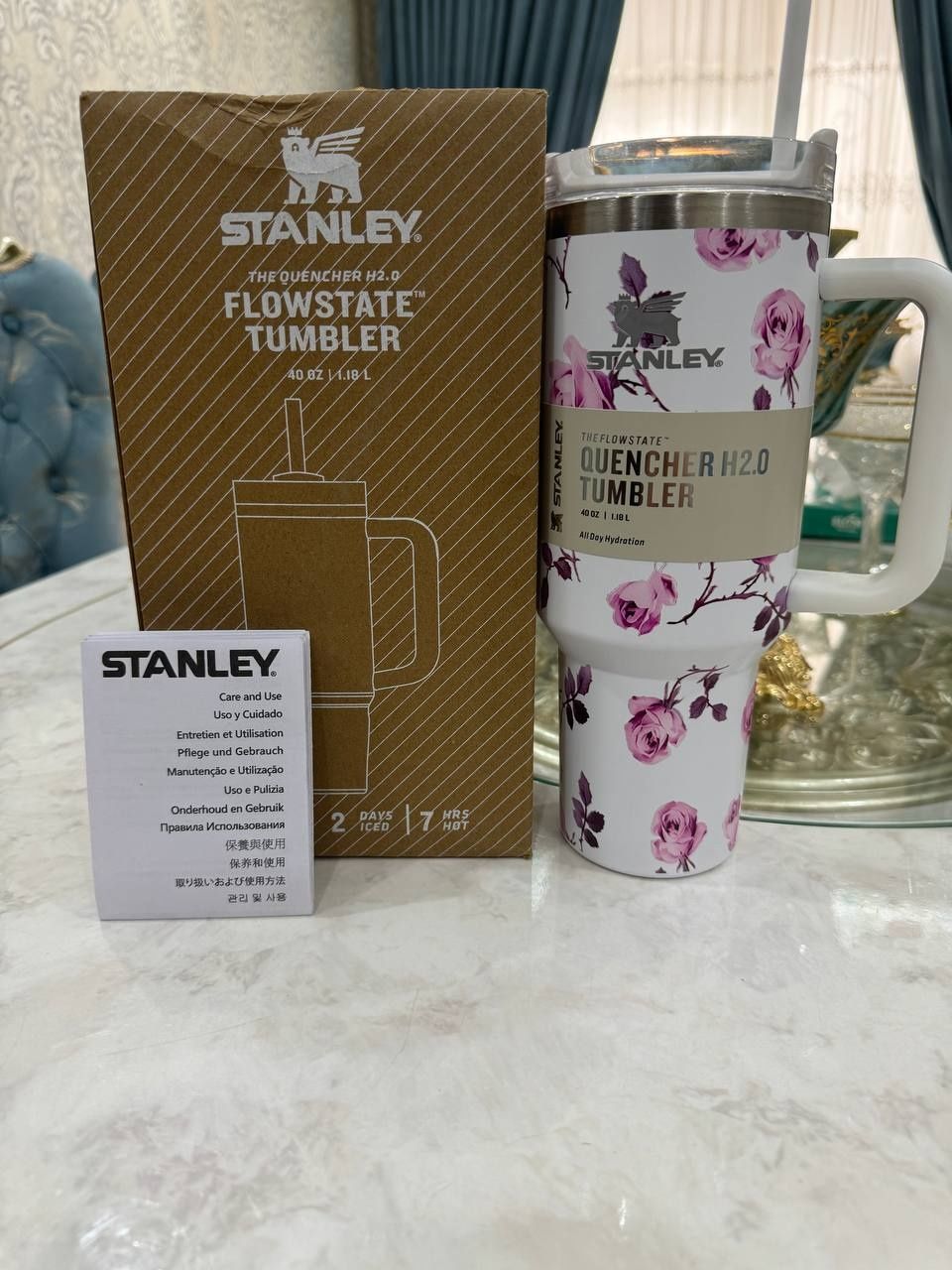 Термос STANLEY 1.18L. С принтом цветов
