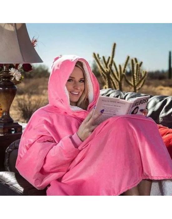 Плюшено Пухкаво Одеяло с Ръкави и Качулка Huggle Hoodie