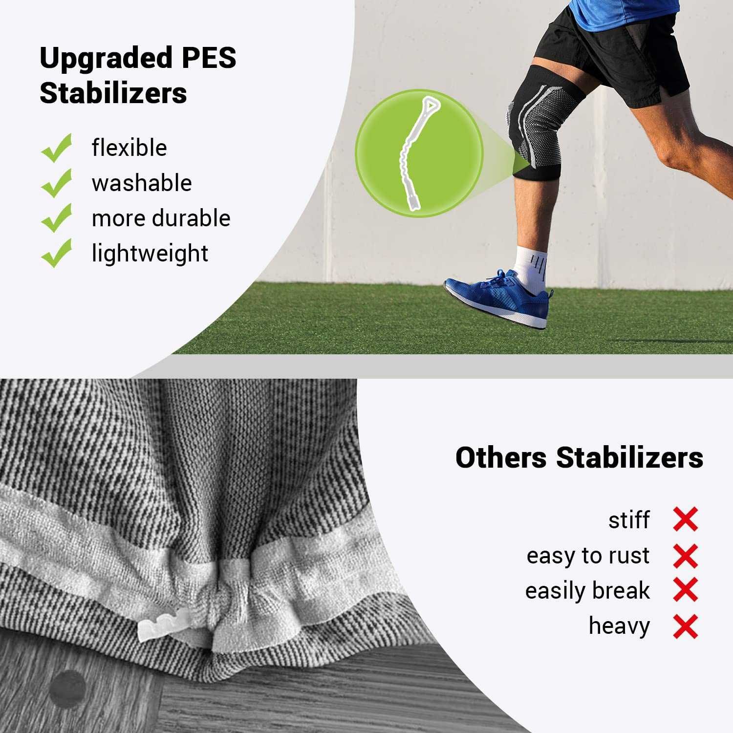 ONETWOFIT Компресионен ръкав за коляно със странични стабилизатори