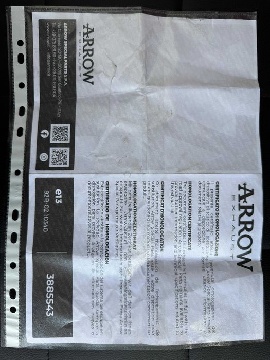 Evacuare ARROW full sitem omologata