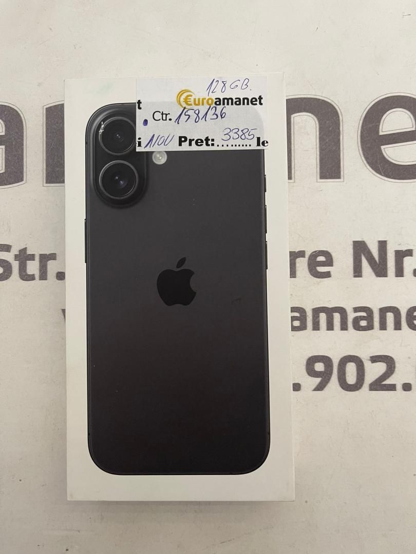 Apple iPhone 16, 128GB, 5G, Black Neactivat , Nou -A-