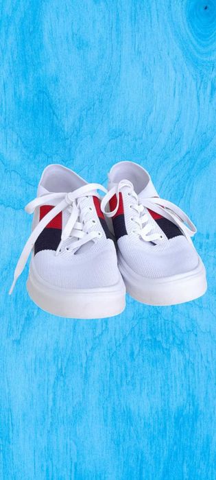 Tenisi Lightweight Knit Flag Sneaker, Tommy Hilfiger, Alb