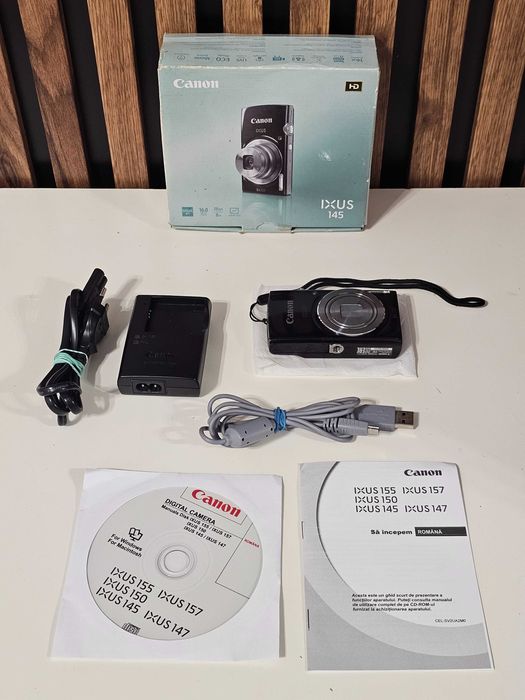 Aparat foto digital compact Canon Ixus 145 complet 16MP 8x Zoom