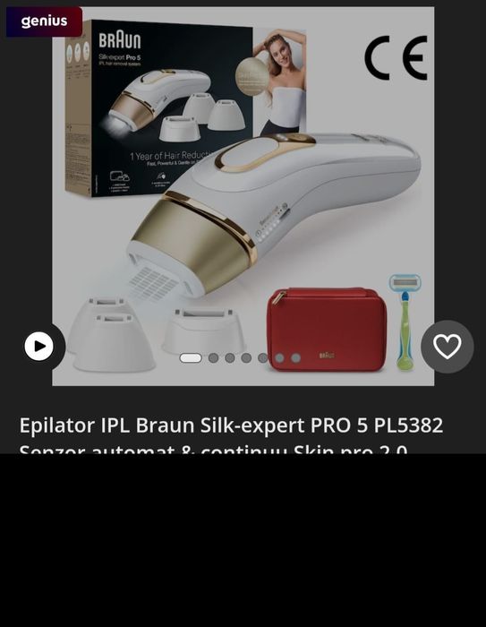 Epilator IPL Braun Silk-expert PRO 5 PL5382
Senzor automat & continuu