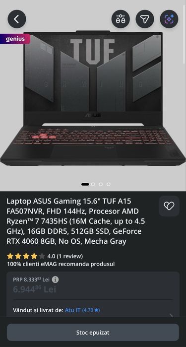 Asus TUF Ryzen7/Rtx 4060/ 1500 GB ssd