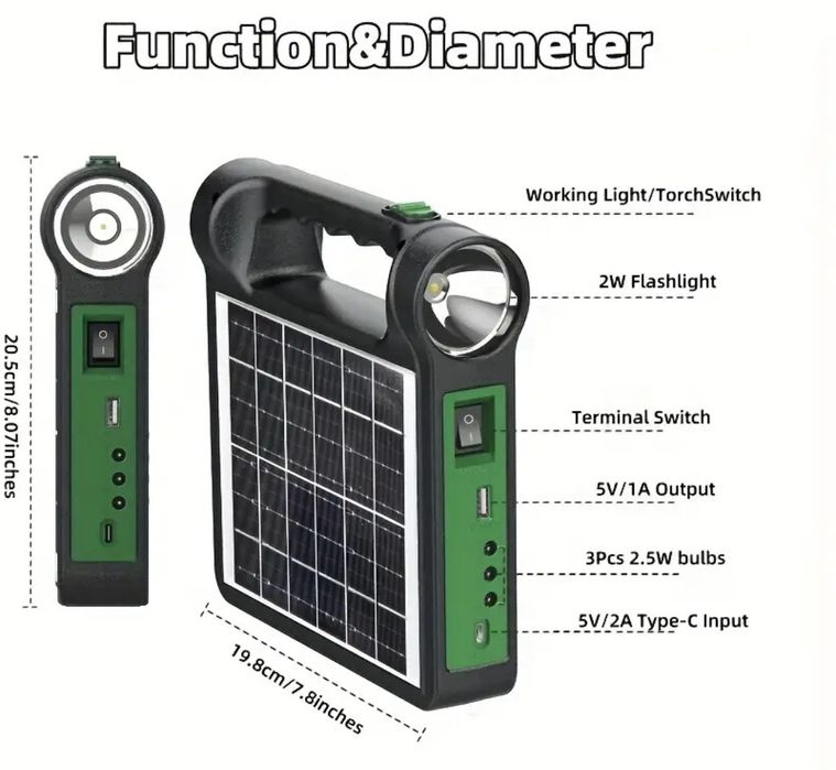 Kit Solar Lanterna + 3 becuri Led Powerbank 6000mah and Iluminare Led