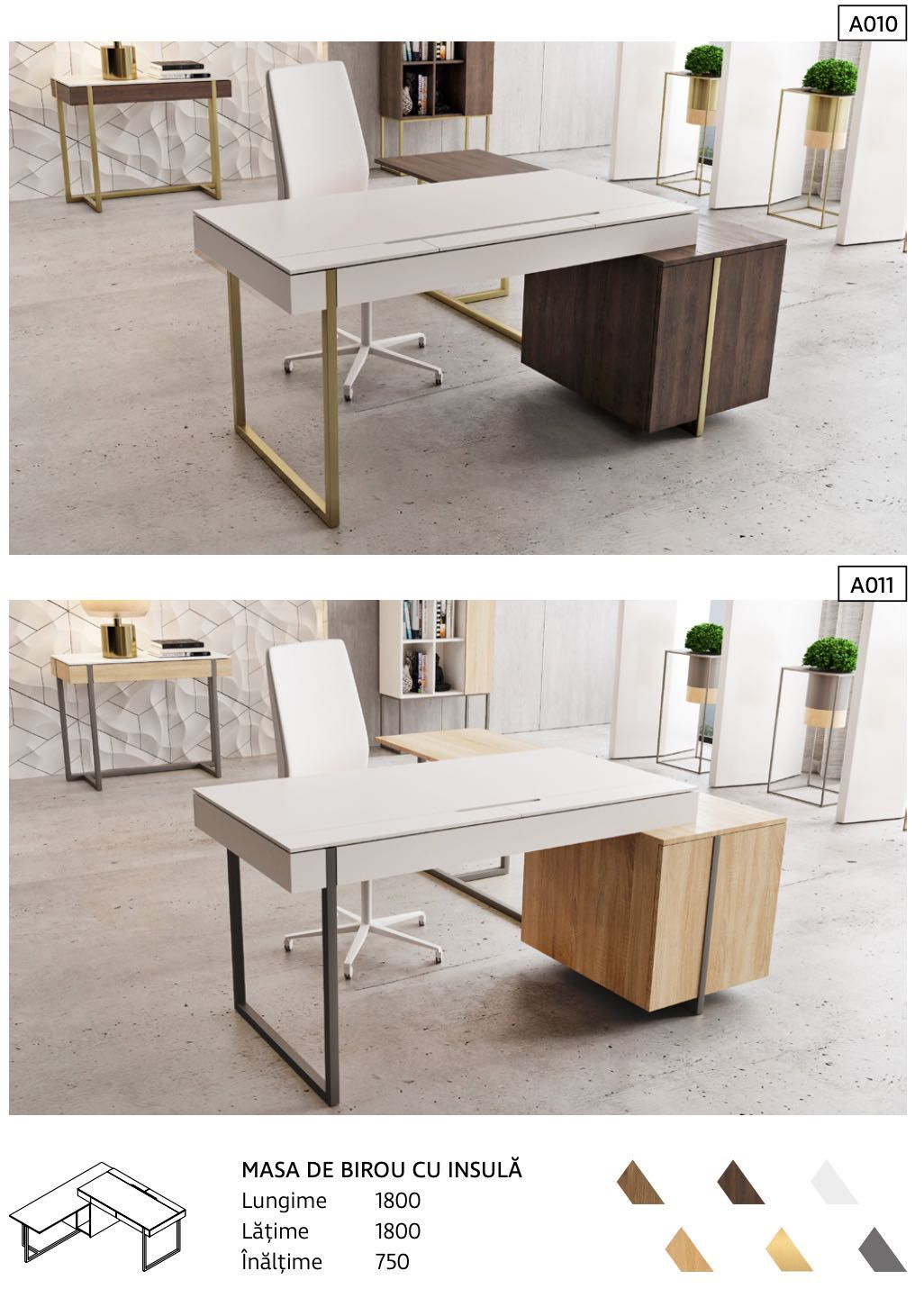 Birou MADLAB colț / MDF vacuum + PAL EGGER , softclose BLUM