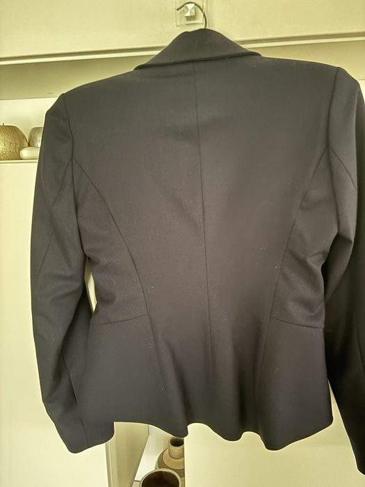Costum femei de stofa, bleumarin, captusit, sacou si fusta
