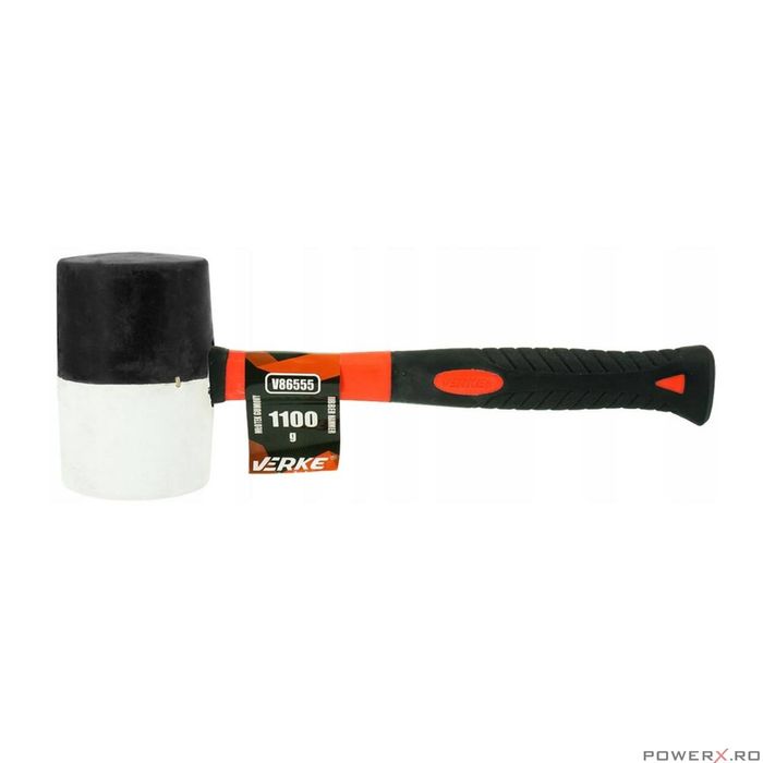 Ciocan din cauciuc cu maner din fibra de sticla, cap rotund 1100 g,