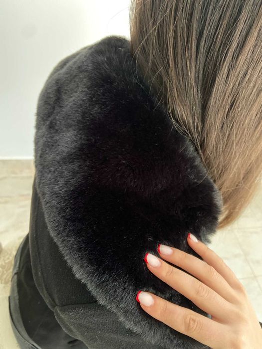 Guler atasabil din blana neagra - accesoriu NEPURTAT