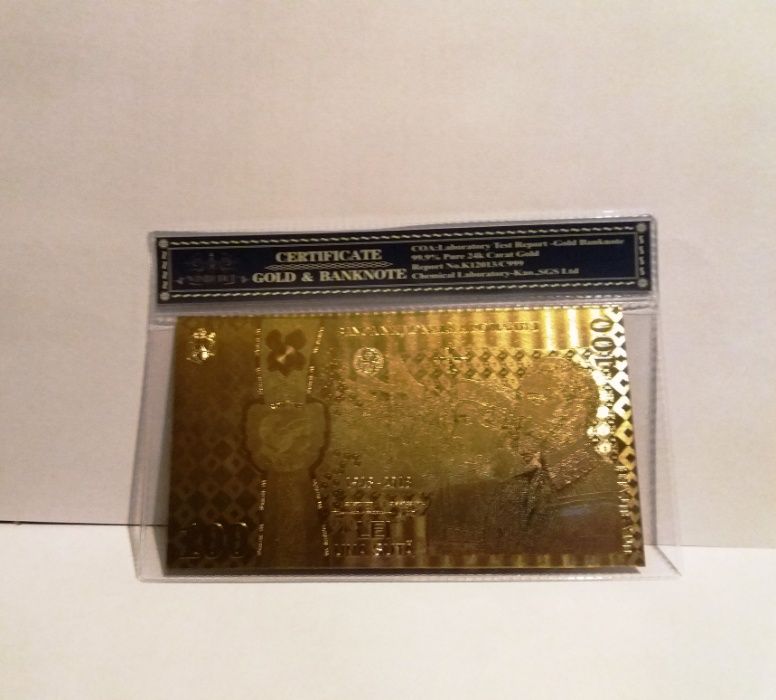 Bancnota 100 LEI Centenar Unire aur 24k certificat colectie 2018 gold