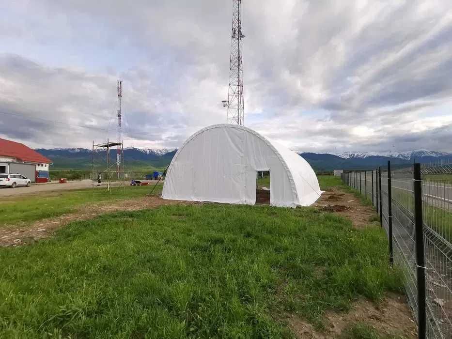 9x20 M Hala BUDGET Semirotunda 720g/m² PVC IGNIFUG- alb si verde GM