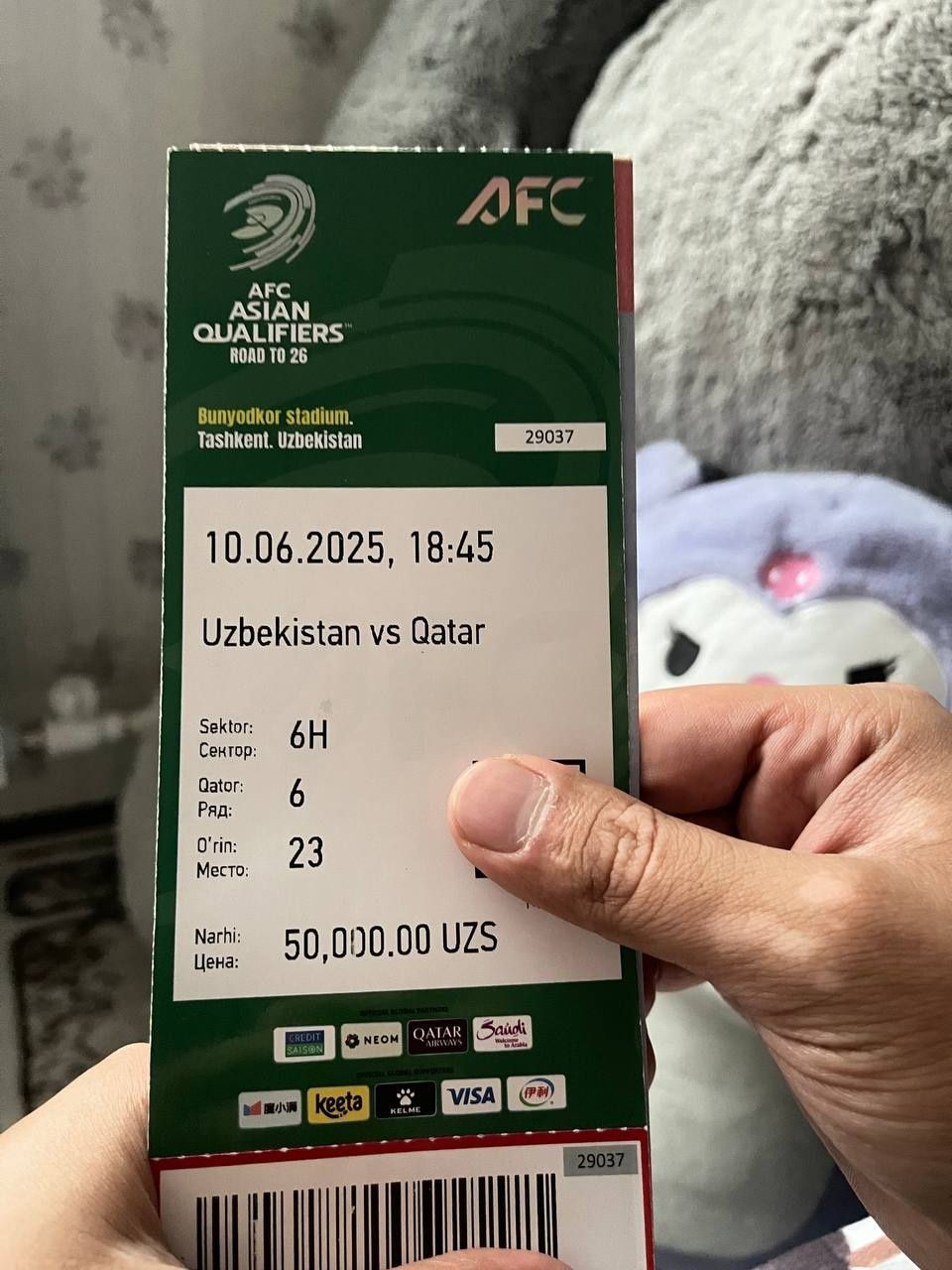10-iyun O'zbekiston va Qatar o'yini uchun biletlar!