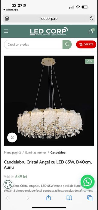 Candelabru cristal ,lustra,noua!