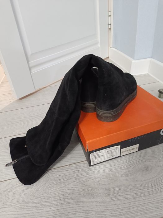 Зимние ботфорты замша