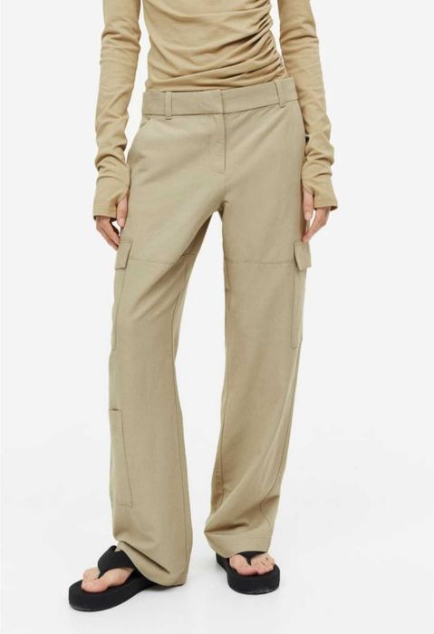 Ленени панталони H&M, бял, светло зелен-каки, розов, бежов, нови