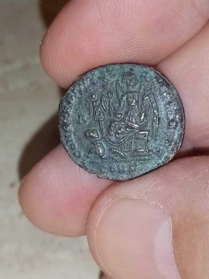 Moneda autentică Imp rom, follis, Constantin II, 337-361 E N, bronz