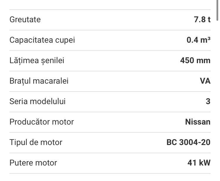 Excavator Hitachi EX75 UR de 7,5 tone