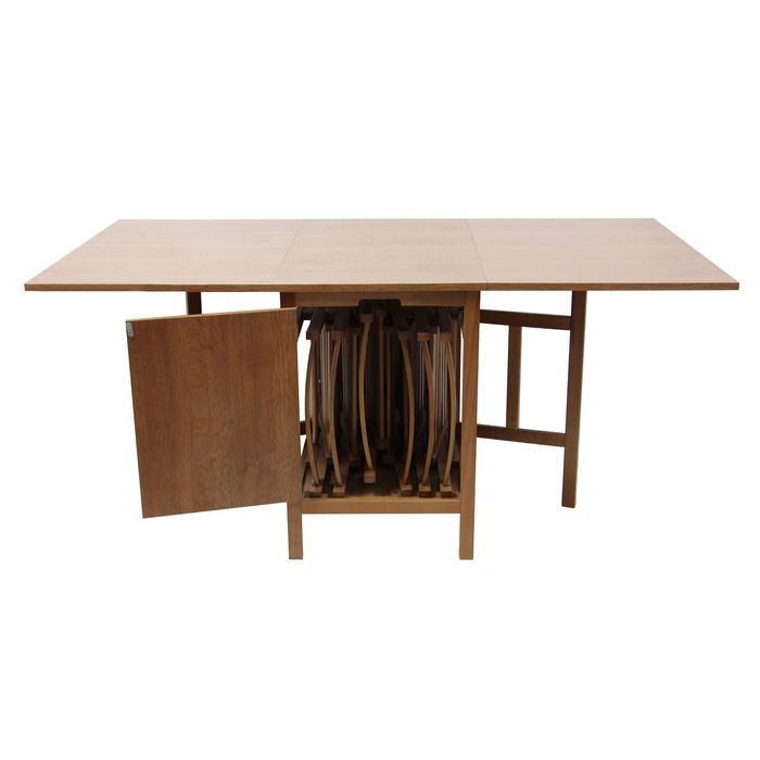 Set masa plianta lemn masiv cu 6 scaune culoare wenge