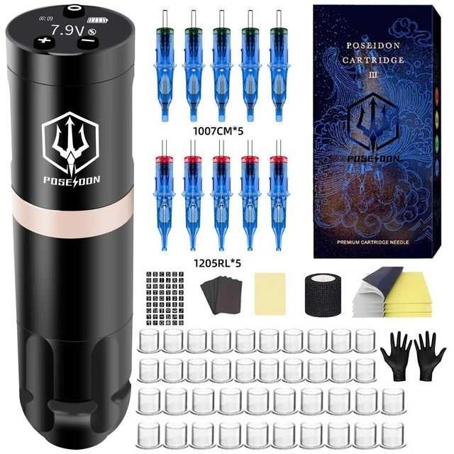 Kit Poseidon1 NOU - Pen Wireless Tattoo, aparat de tatuat cu accesorii