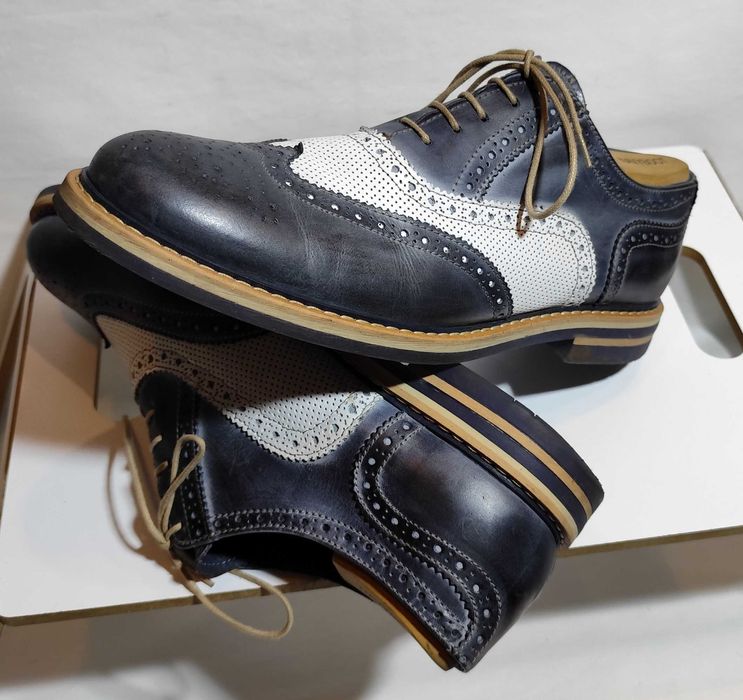 Pantofi derby 46 46.5 brogue Jhones Italy piele naturala moale