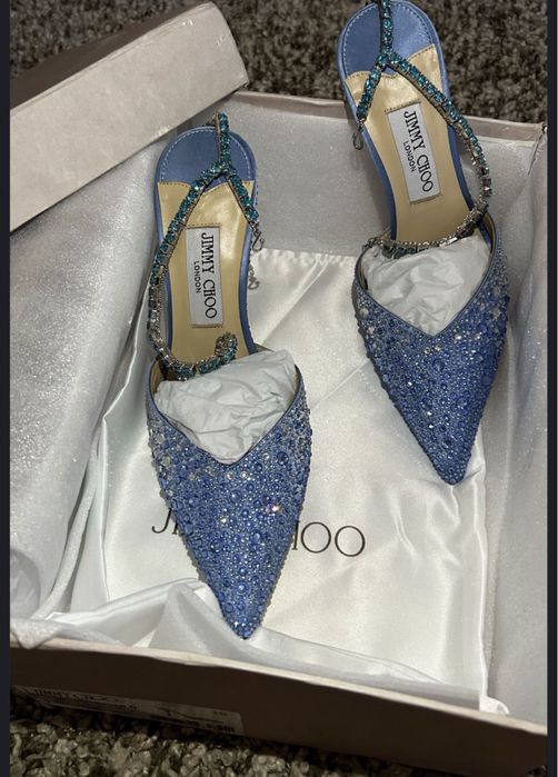 Pantofi Jimmy Choo Saeda crystal piele naturala pe soc