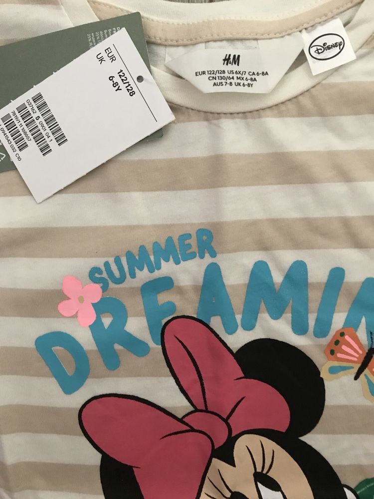 Tricou H&M cu Minnie nr.122-128 nou