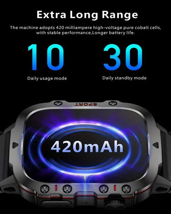 Smartwatch Daorkow Rugged Sport, model 2025, nou, sigilat.