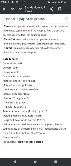 Sac de dormit,nou cu etichetă