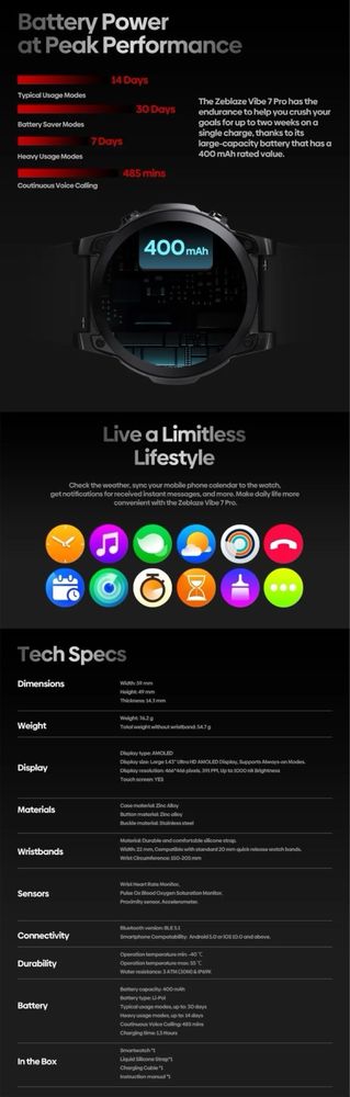 Смарт часовник Zeblaze Vibe 7 pro