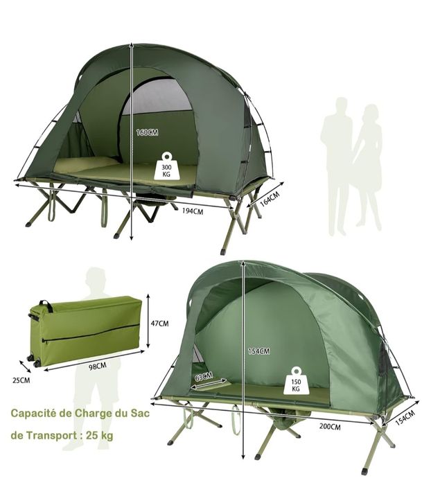 Cort suspendat \ Pat camping cu acoperis, pentru 2 persoane