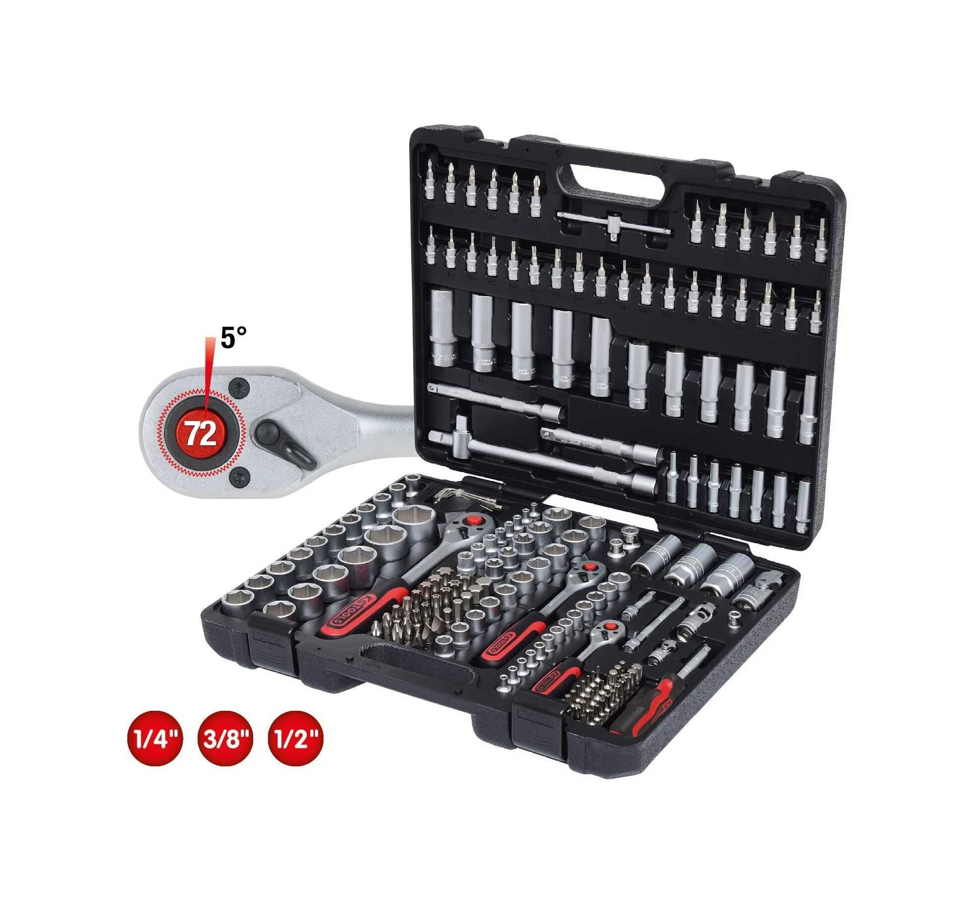 Гедоре KS TOOLS , 179 части, 1/4", 3/8", 1/2", Хром ванадий, мат