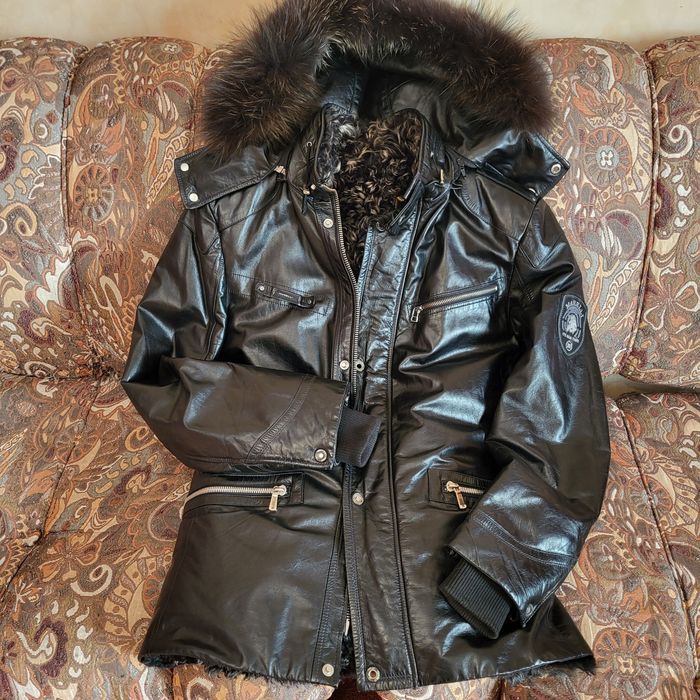 Зимняя натуральная мужская  коженная куртка фирмы Marelli.